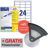AKTION: 2.400 AVERY Zweckform Etiketten weiß 64,6 x 33,8 mm + GRATIS Pizzaschneider Luigi von AVERY Zweckform