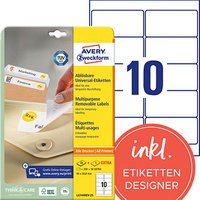 300 AVERY Zweckform Etiketten L4744REV-25 weiß 96,0 x 50,8 mm 300 AVERY Zweckform Etiketten L4744REV-25 weiß 96,0 x 50,8 mm von AVERY Zweckform