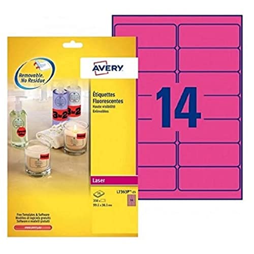 AVERY …tiquettes fluorescentes, 99,1 x 38,1 mm, rose fluo VE = 1 von Avery