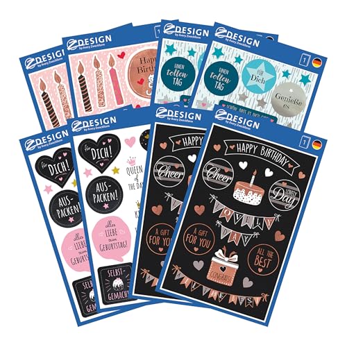 AVERY Zweckform 162 Sticker Geburtstag (Aufkleber Set, selbstklebend mit Glanzeffekt, Dekosticker, Karten, Glückwünsche, Party, Feier, Scrapbooking, Bullet Journal, Dekorieren, Geschenke) Art. 59981 von AVERY Zweckform