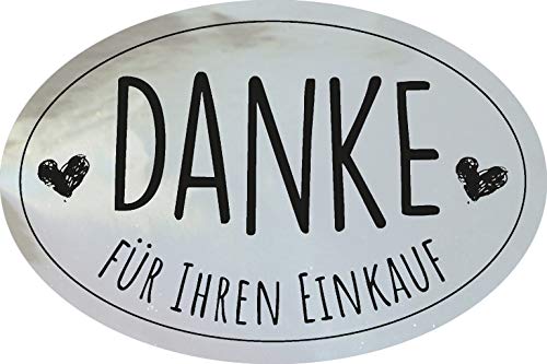 AVERY Zweckform 3844 Danke für Ihren Einkauf Aufkleber 200 Stück (38x58mm, ovale Etiketten auf Rolle, Geschenk Sticker selbstklebend ideal für Einkaufstüten, Rechnungen, Briefe, Karten) silber/schwarz von AVERY Zweckform