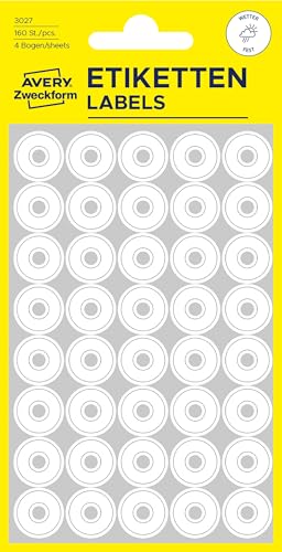 AVERY Zweckform 3027 Verstärkungs Ringe (Folie, reißfest) 160 Aufkleber weiß von AVERY Zweckform