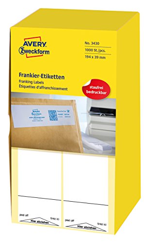 AVERY Zweckform 3430 Frankier-Etiketten (für Neopost, Papier matt, 194 x 39 mm) 1000 Stück weiß von AVERY Zweckform