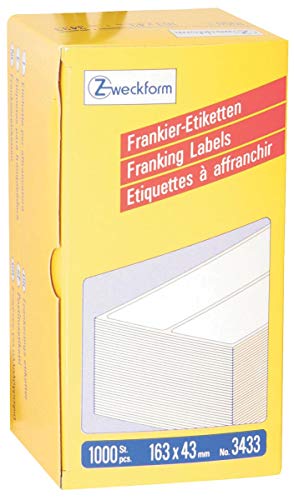 AVERY Zweckform 3433 Frankier-Etiketten (Papier matt, 1.000 Etiketten, 163 x 43 mm) 1 Pack weiß von AVERY Zweckform