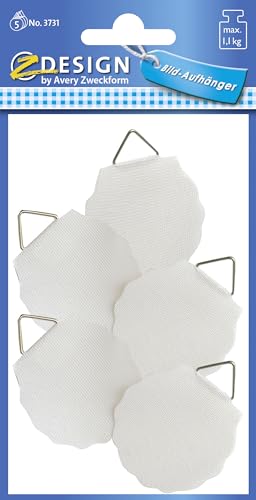 AVERY Zweckform 3731 Bildaufhänger zum Kleben 5 Stück (Ø 40 mm Durchmesser, weiße Aufkleber, Tragkraft bis zu 1,1 kg / 1100 g, selbstklebend, besonders stabil, für Bilder, Teller und Deko Objekte) AVERY Zweckform 3731 Bildaufhänger zum Kleben 5 Stück (Ø 40 mm Durchmesser, weiße Aufkleber, Tragkraft bis zu 1,1 kg / 1100 g, selbstklebend, besonders stabil, für Bilder, Teller und Deko Objekte) von AVERY Zweckform