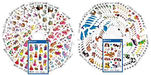 AVERY Zweckform 386 & 485 Sticker für Kinder (Aufkleber für Jungen, Mädchen, Tiere, Hunde, Katze, Panda, Vögel, Pferde, Delfine, Fische) 59990 & 59992 von AVERY Zweckform