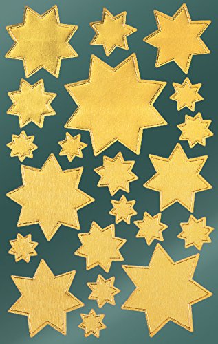 AVERY Zweckform 42 Aufkleber Weihnachten Sterne gold (Made in Germany, Weihnachtssticker Glanzpapier, selbstklebende Weihnachtdeko für Karten, Geschenke, Tüten) 2 Bogen/je 21 Sternsticker, 52807 von AVERY Zweckform