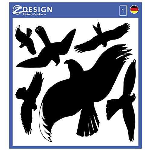 AVERY Zweckform 4485 Fenster-Aufkleber Warnvögel 6 Stück (Folie, schwarz, Vogelaufkleber für Scheiben, Wintergärten, Glashäuser, Vogelschutz, Vogel-Silhouetten, Schutz vor Vogelschlag, Fensterschutz) von AVERY Zweckform