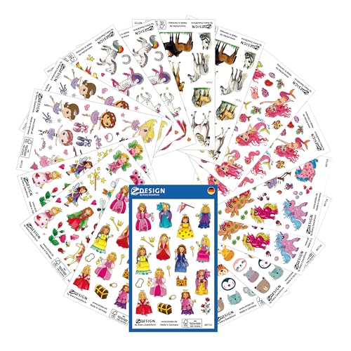 AVERY Zweckform 436 (Kinder Sticker, Ballerina, Prinzessin, Pferde, Meerjungfrau, Kindergeburtstag, Mitbringsel, Mitgebsel, Gastgeschenke), Sticker Set Mädchen Mix, 59990 von AVERY Zweckform