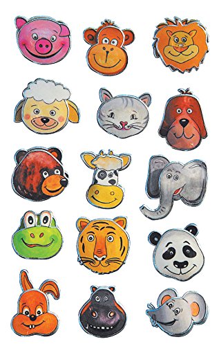 AVERY Zweckform 53157 Kinder Sticker Tierköpfe (3D Effekt) 15 Aufkleber von AVERY Zweckform