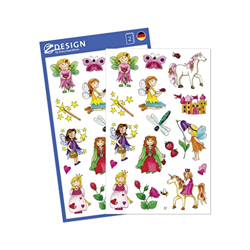 AVERY Zweckform 53208 Kinder Papier-Sticker Fee, Prinzessin, Einhorn 34 Aufkleber (für Mädchen, Kindergeburtstag, Mitgebsel, Gastgeschenk, Schatzsuche, zum Spielen, Sammeln, Basteln, Verschenken) von AVERY Zweckform