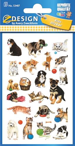 AVERY Zweckform 53487 Kinder Sticker Hunde Katzen 63 Aufkleber AVERY Zweckform 53487 Kinder Sticker Hunde Katzen 63 Aufkleber von AVERY Zweckform