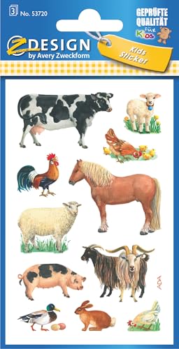 AVERY Zweckform 53720 Kinder Sticker Bauernhof Tiere 33 Aufkleber von AVERY Zweckform