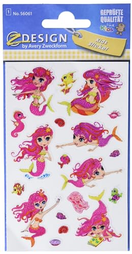 AVERY Zweckform 56061 Kinder Sticker Meerjungfrau (Glitzerfolie) 19 Aufkleber von AVERY Zweckform