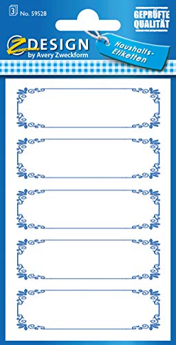 AVERY Zweckform 59528 Marmeladen Etiketten blauer Rahmen (wiederablösbar)15 Aufkleber von AVERY Zweckform