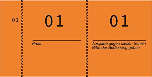 AVERY Zweckform 869-10-1 Nummernblock (105x53mm, 1.000 fortlaufend nummerierte Abrisse von 1-100 pro Block, 10 Blöcke mit je 100 Nummern, ideal für Veranstaltungen aller Art, Tombolas) orange von AVERY Zweckform