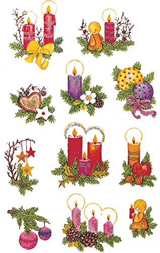 AVERY Zweckform 22 Aufkleber Weihnachten Weihnachtsgestecke (Made in Germany, glitzernde Weihnachtssticker Papier, selbstklebende Weihnachtdeko Karten, Geschenke, Tüten) 2 Bogen/je 11 Sticker, 4050 von AVERY Zweckform