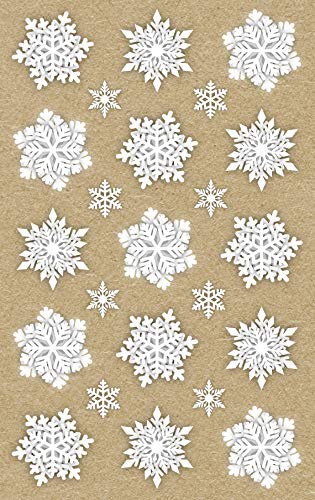 AVERY Zweckform Art. 52290 Aufkleber Weihnachten 30 weiße Eiskristalle (Weihnachtssticker aus Recycle-Papier, selbstklebende Weihnachtdeko für Karten, Geschenke, DIY) 2 Bogen mit je 15 Stickern von AVERY Zweckform