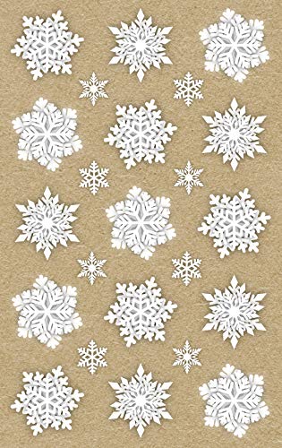AVERY Zweckform 30 Aufkleber Weihnachten Eiskristalle weiß (Made in Germany, Weihnachtssticker Papier, selbstklebende Weihnachtdeko für Karten, Geschenke, Tüten) 2 Bogen/je 15 Sticker, 52290 von AVERY Zweckform