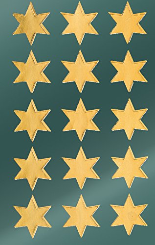 AVERY Zweckform 30 Aufkleber Weihnachten Sterne gold (Made in Germany, Weihnachtssticker Glanzpapier, selbstklebende Weihnachtdeko für Karten, Geschenke, Tüten) 2 Bogen/je 15 Sternsticker, 52801 von AVERY Zweckform