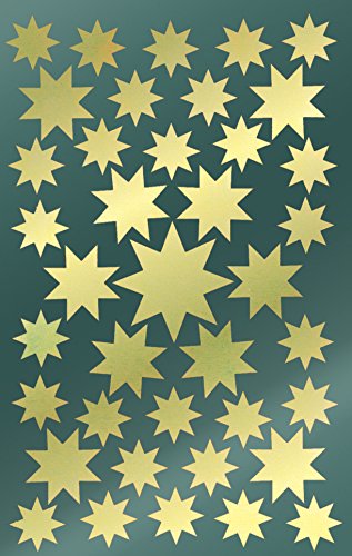 AVERY Zweckform 78 Aufkleber Weihnachten Sterne gold (Made in Germany, Weihnachtssticker Glanzpapier, selbstklebende Weihnachtdeko für Karten, Geschenke, Tüten) 2 Bogen/je 39 Sternsticker, 52804 von AVERY Zweckform
