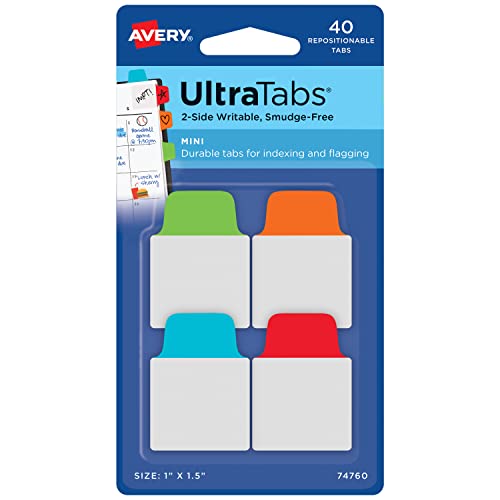 AVERY Zweckform Art. 74760 Haftstreifen transparent/bunt (40 Haftnotizen, 25,4x38,1mm, beschreibbare Index Tabs Folie, ablösbare Klebezettel, Page Marker, Sticky Notes, Klebemarkierungen) von AVERY Zweckform