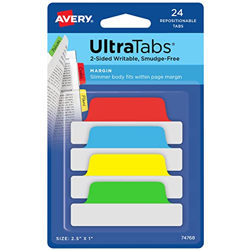 AVERY Zweckform Art. 74768 Haftstreifen transparent/bunt (24 Haftnotizen, 63,5x25,4mm, beschreibbare Index Tabs Folie, ablösbare Klebezettel, Page Marker, Sticky Notes, Klebemarkierungen) von AVERY Zweckform