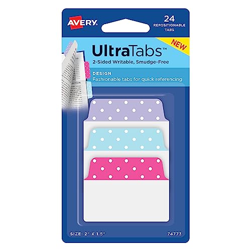 AVERY Zweckform Art. 74773 Haftstreifen transparent/bunt (24 Haftnotizen, 50,8x38,1mm, beschreibbare Index Tabs Folie, ablösbare Klebezettel, Page Marker, Sticky Notes, Klebemarkierungen) von AVERY Zweckform