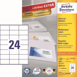 AVERY Zweckform Etiketten 70x36mm VE=5280 Stück von AVERY Zweckform