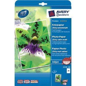AVERY Zweckform Fotopapier Premium A4 250g/qm seidenglänzend VE=20 Stück AVERY Zweckform Fotopapier Premium A4 250g/qm seidenglänzend VE=20 Stück von AVERY Zweckform