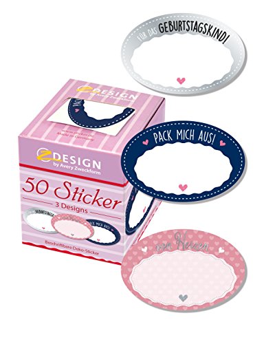 AVERY Zweckform Geschenkaufkleber 50 Stück Art. 56854 (Etiketten, ablösbare Papiersticker mit Silberprägung 58x38 mm im Spender, Glückwunsch, Geschenke, Schachteln, Plätzchentüten) Sticker auf Rolle von AVERY Zweckform