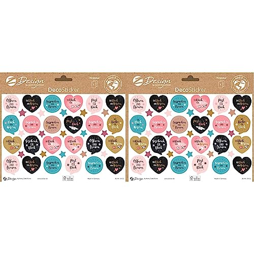 AVERY Zweckform Geschenkaufkleber 78 Sticker Auspacken und Freuen (Etiketten auf A5 Bogen, Klebeetiketten für Geburtstag, Geschenke und Karten, mit Goldeffekt) 54555 (Packung mit 2) von AVERY Zweckform