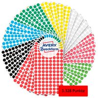 AVERY Zweckform Klebepunkte 59994 schwarz, rot, blau, grün, gelb, weiß, leuchtrot, leuchtgrün Ø 8,0 mm von AVERY Zweckform