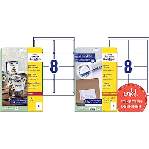 AVERY Zweckform L4715-20 Wetterfeste Folienetiketten & 4782 Universal Etiketten AVERY Zweckform L4715-20 Wetterfeste Folienetiketten & 4782 Universal Etiketten von AVERY Zweckform