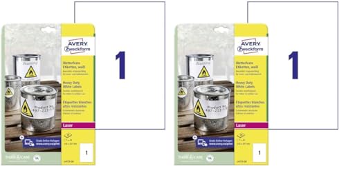 AVERY Zweckform L4775-20 Wetterfeste Folienetiketten (20 Klebeetiketten, 210x297mm auf A4, extrem stark selbstklebend, wasserfest, strapazierfähig, bedruckbare Outdoor Klebefolie) 20 Blatt, weiß von AVERY Zweckform