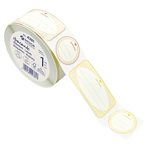 AVERY Zweckform Marmeladen Etiketten selbstklebend 600 Stück (Made in Germany, Ø38 mm/38x75 mm, Aufkleber Marmeladenglas, Einmachen, Etiketten ablösbar, Homemade, beschriftbar) Sticker auf Rolle, 4381 von AVERY Zweckform