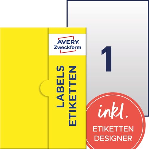 AVERY Zweckform P7784-50 transparente Etiketten (50 Klebeetiketten, 210x297mm auf A4, selbstklebend, Aufkleber zum Bedrucken, wetterfest, Beschriftungen/Produktaufkleber) 50 Blatt, durchsichtig von AVERY Zweckform