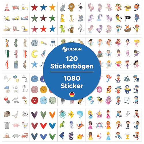 AVERY Zweckform Set Aufkleber für Kinder |1.000+ Sticker (Made in Germany, 20 verschiedene Themen für Jungen und Mädchen, Kindergeburtstag, Mitgebsel, Gastgeschenk, Give away, Schultüte) Art. 51027 von AVERY Zweckform