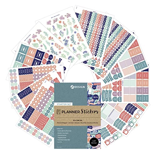 AVERY Zweckform Starter-Set Planner Sticker 1.257 Aufkleber (Bullet Journal Sticker, Made in Germany, f. Kalender, Bullet Journal, Tagebuch, Familienplaner, Bullet Journal Zubehör, beschriftbar) 51060 von Avery