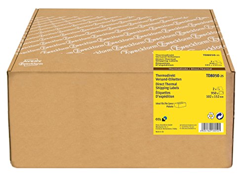 AVERY Zweckform TD8050-25 Thermodirekt Versandetiketten (102 x 152 mm, 2 Rolle/950 Etiketten) weiß von AVERY Zweckform