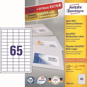 AVERY Zweckform Universal-Etiketten 38x21,2 mm VE=14300 Stück weiß AVERY Zweckform Universal-Etiketten 38x21,2 mm VE=14300 Stück weiß von AVERY Zweckform
