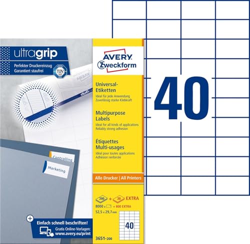 AVERY Zweckform Universal-Etiketten 52,5x29,7 mm VE=8800 Stück weiß von AVERY Zweckform