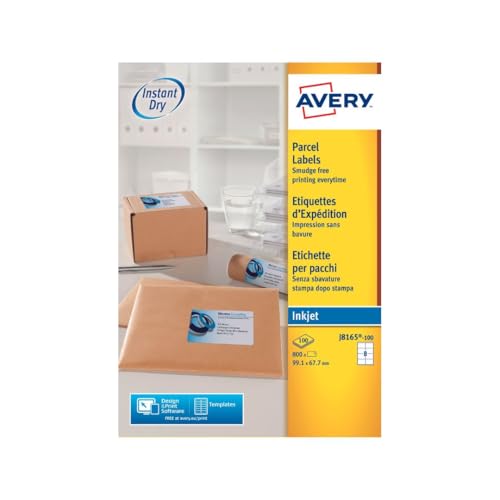 AVERY Zweckform schnelltrocknende Adressetiketten für Tintenstrahldrucker 8 pro Blatt 99,1 x 67,7 mm 800 Etiketten weiß von AVERY Zweckform