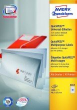 Avery Zweckform© 3657 Universal-Etiketten, 48,5 x 25,4 mm, 100 Blatt/4.000 Etiketten, weiá von AVERY Zweckform