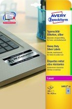 Avery Zweckform© L6012-20 Typenschild-Etiketten, 96 x 50,8 mm, wetterfest, 20 Blatt/200 Etiketten, silber von AVERY Zweckform