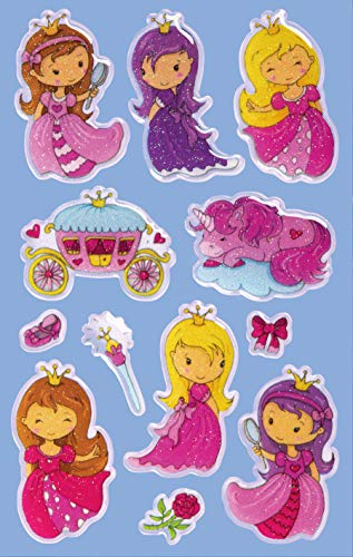 Avery Zweckform 12 Stück Glossy Sticker (Prinzessin Aufkleber im 3D Effekt, Kindersticker zum Spielen, Basteln Sammeln) Art. 57299 von AVERY Zweckform