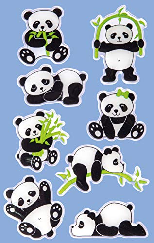 Avery Zweckform 8 Stück Glossy Sticker (Panda Aufkleber im 3D Effekt, Kindersticker zum Spielen, Basteln Sammeln) Art. 57297 von AVERY Zweckform