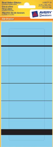 Avery Zweckform L4802-10 Einzel-Ordner-Etiketten, 192 x 61 mm, 10 Blatt/10 Etiketten, blau Avery Zweckform L4802-10 Einzel-Ordner-Etiketten, 192 x 61 mm, 10 Blatt/10 Etiketten, blau von AVERY Zweckform