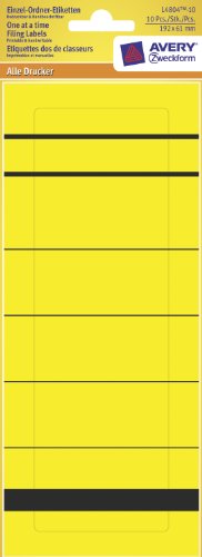 Avery Zweckform L4804-10 Einzel-Ordner-Etiketten, 192 x 61 mm, 10 Blatt/10 Etiketten, gelb von AVERY Zweckform