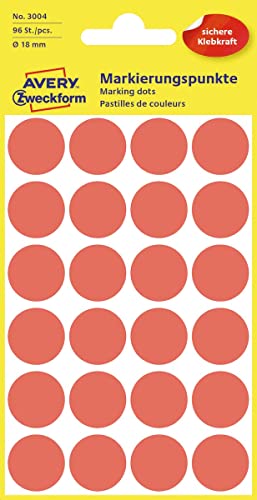 Avery Zweckform Markierungspunkte 18mm Durchmesser rot VE=96 Stück von AVERY Zweckform